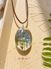 Dried Flower Necklace Forget-me-not Preserved Flower Pendant