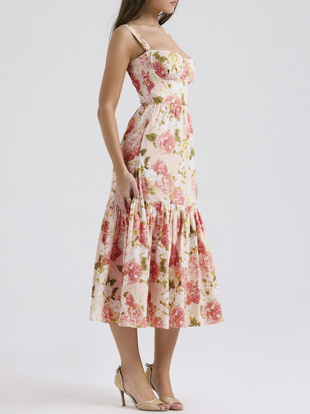 Sweet Spicy Style Floral Backless Midi Dresses