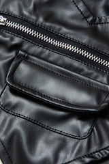 Zipper Pocket Faux Leather Mini Skirt