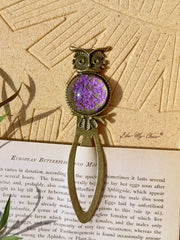 Queen Anne Lace Floral Owl Bronze Bookmark