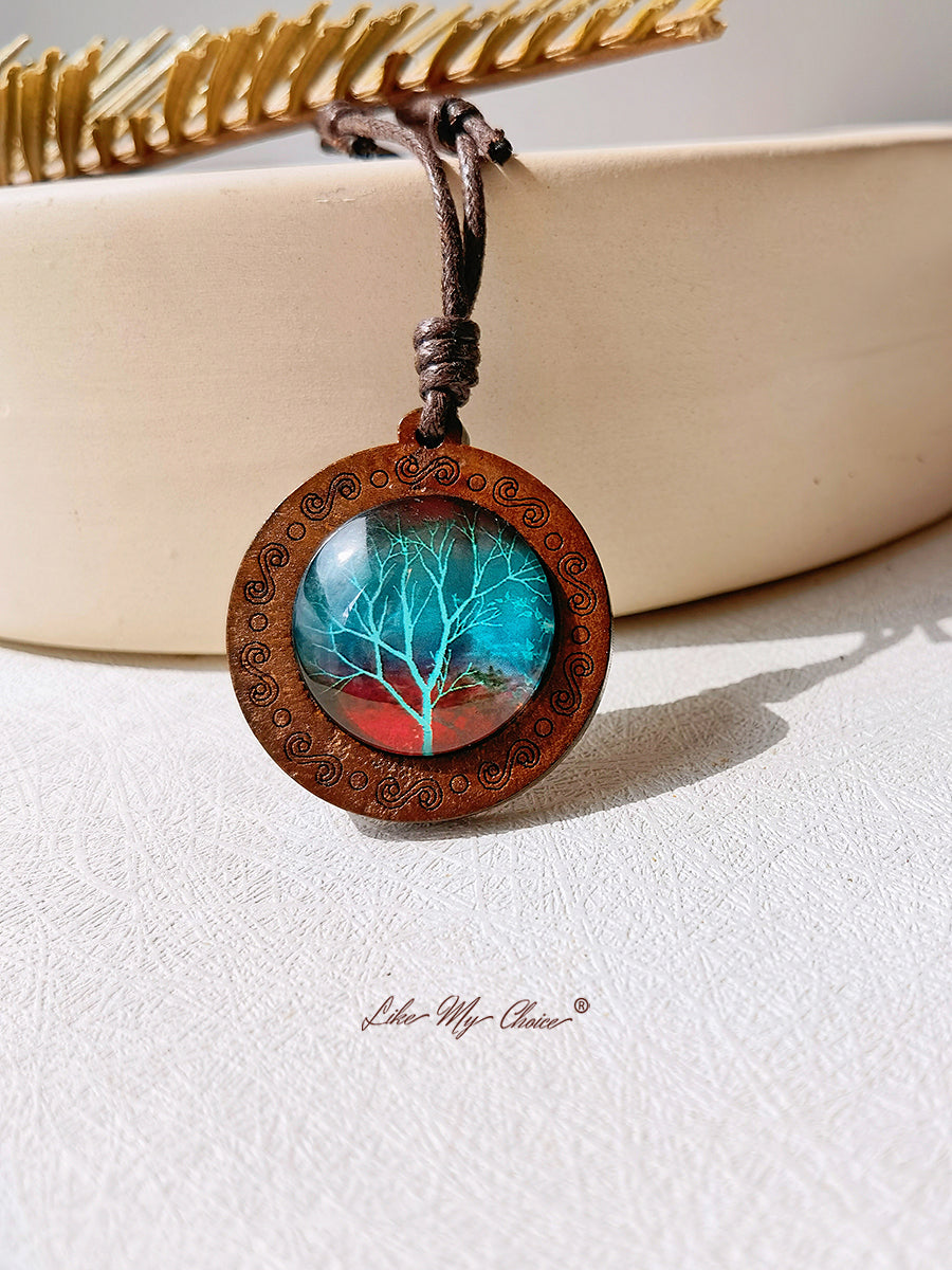 LikeMyChoice? Tree of Life Art Glass Tile Pendant Necklace