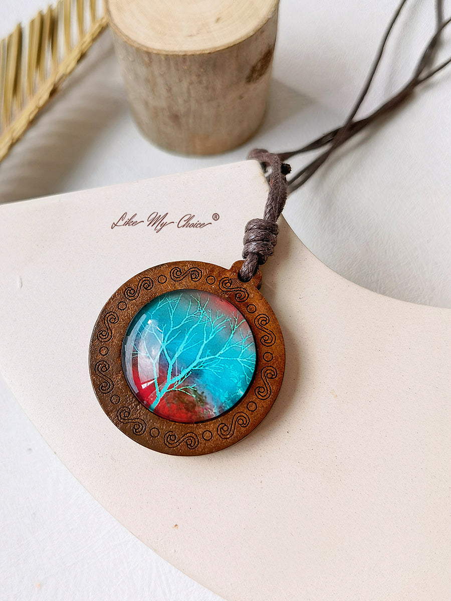 LikeMyChoice? Tree of Life Art Glass Tile Pendant Necklace