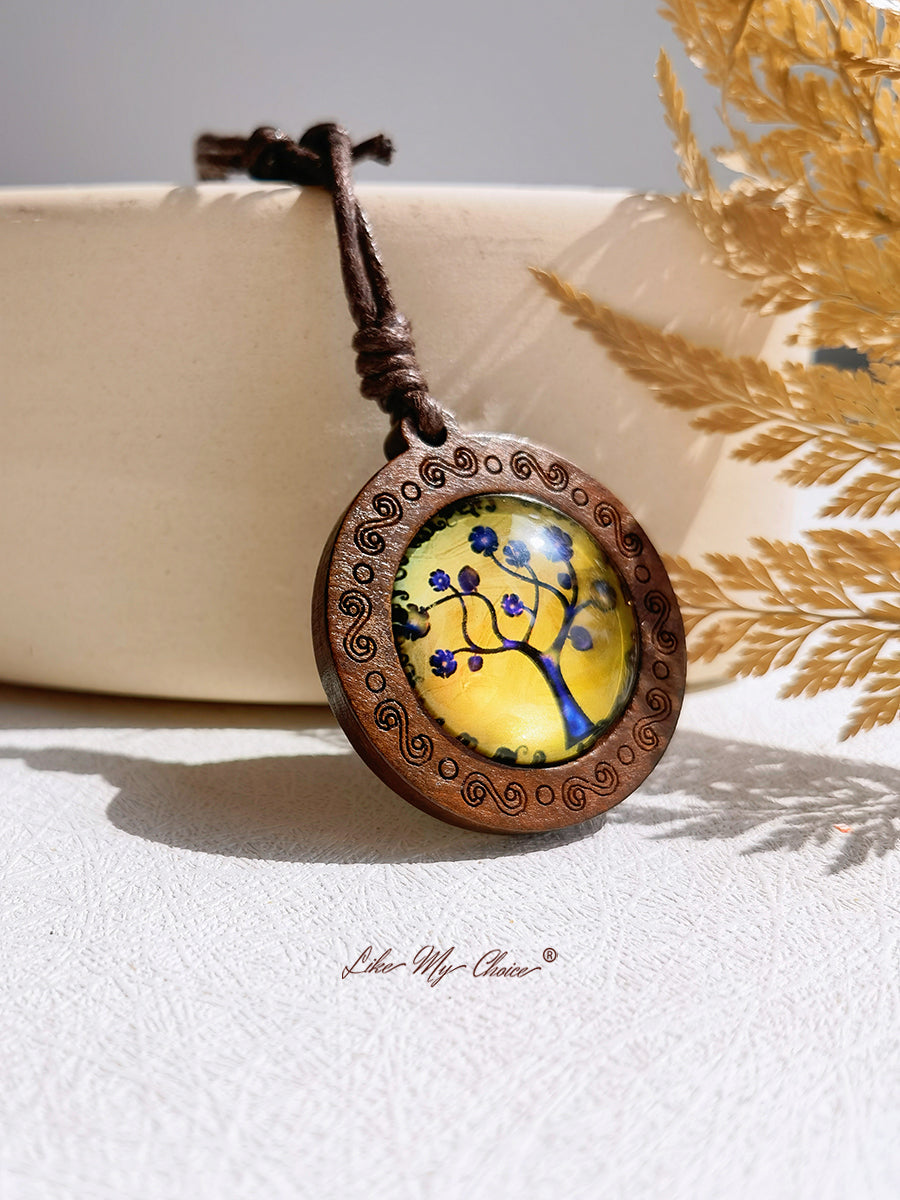 LikeMyChoice? Tree of Life Art Glass Tile Pendant Necklace