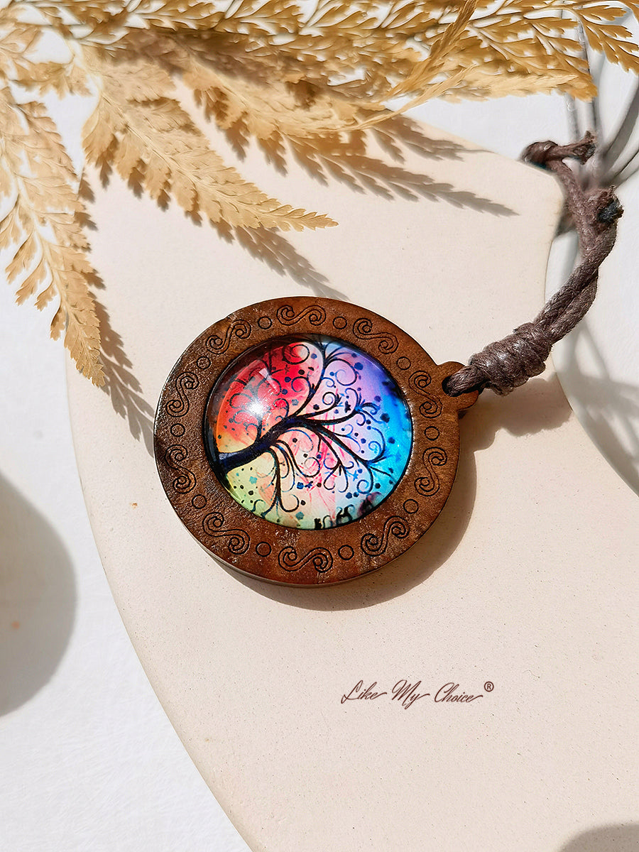 LikeMyChoice? Tree of Life Art Glass Tile Pendant Necklace