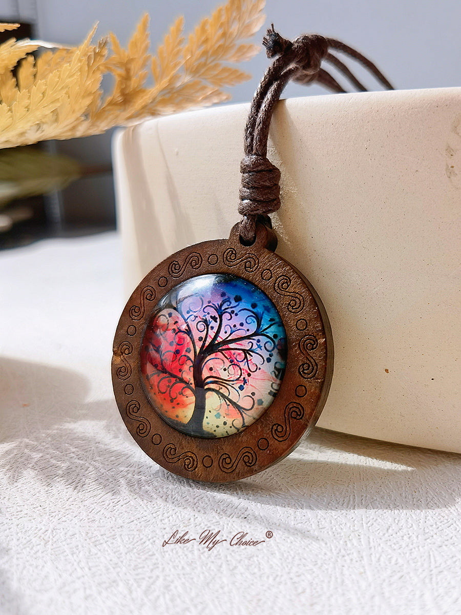 LikeMyChoice? Tree of Life Art Glass Tile Pendant Necklace