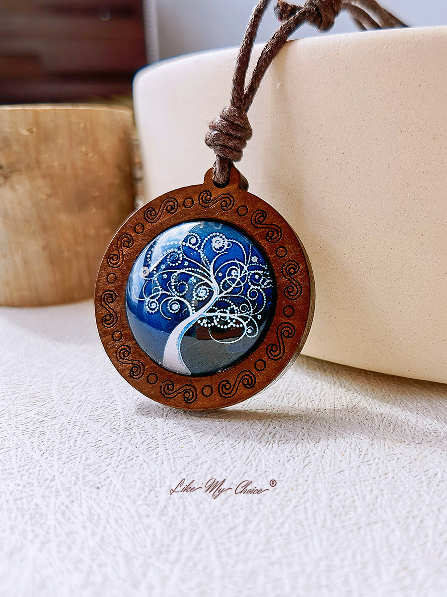 LikeMyChoice? Tree of Life Art Glass Tile Pendant Necklace