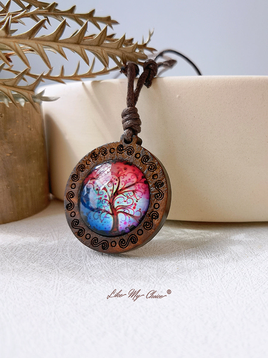 LikeMyChoice? Tree of Life Art Glass Tile Pendant Necklace