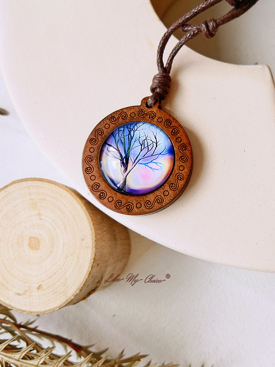 LikeMyChoice? Tree of Life Art Glass Tile Pendant Necklace