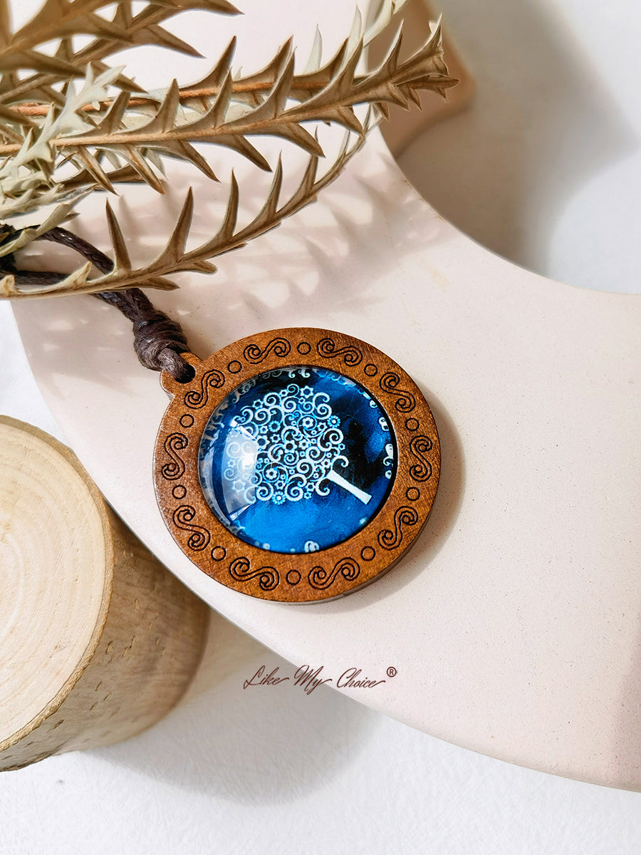 LikeMyChoice? Tree of Life Art Glass Tile Pendant Necklace