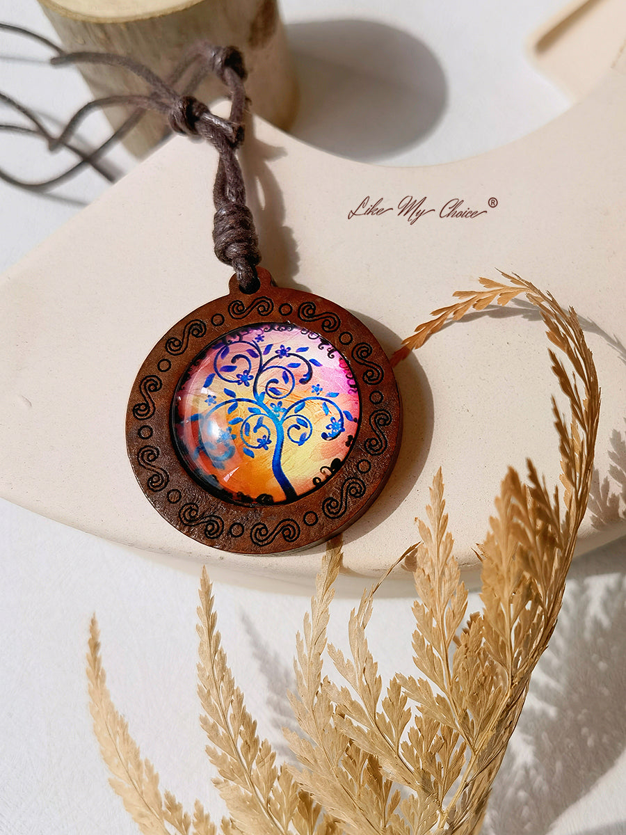 LikeMyChoice? Tree of Life Art Glass Tile Pendant Necklace