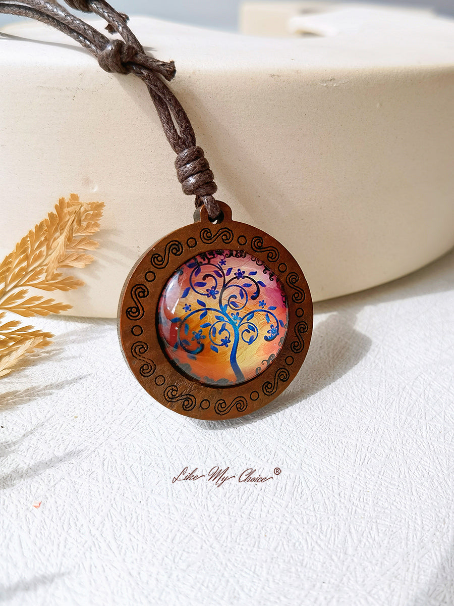 LikeMyChoice? Tree of Life Art Glass Tile Pendant Necklace