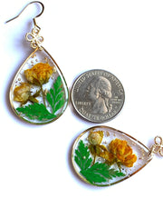 Yellow Sulphureus Cosmos Resin Drop Earring