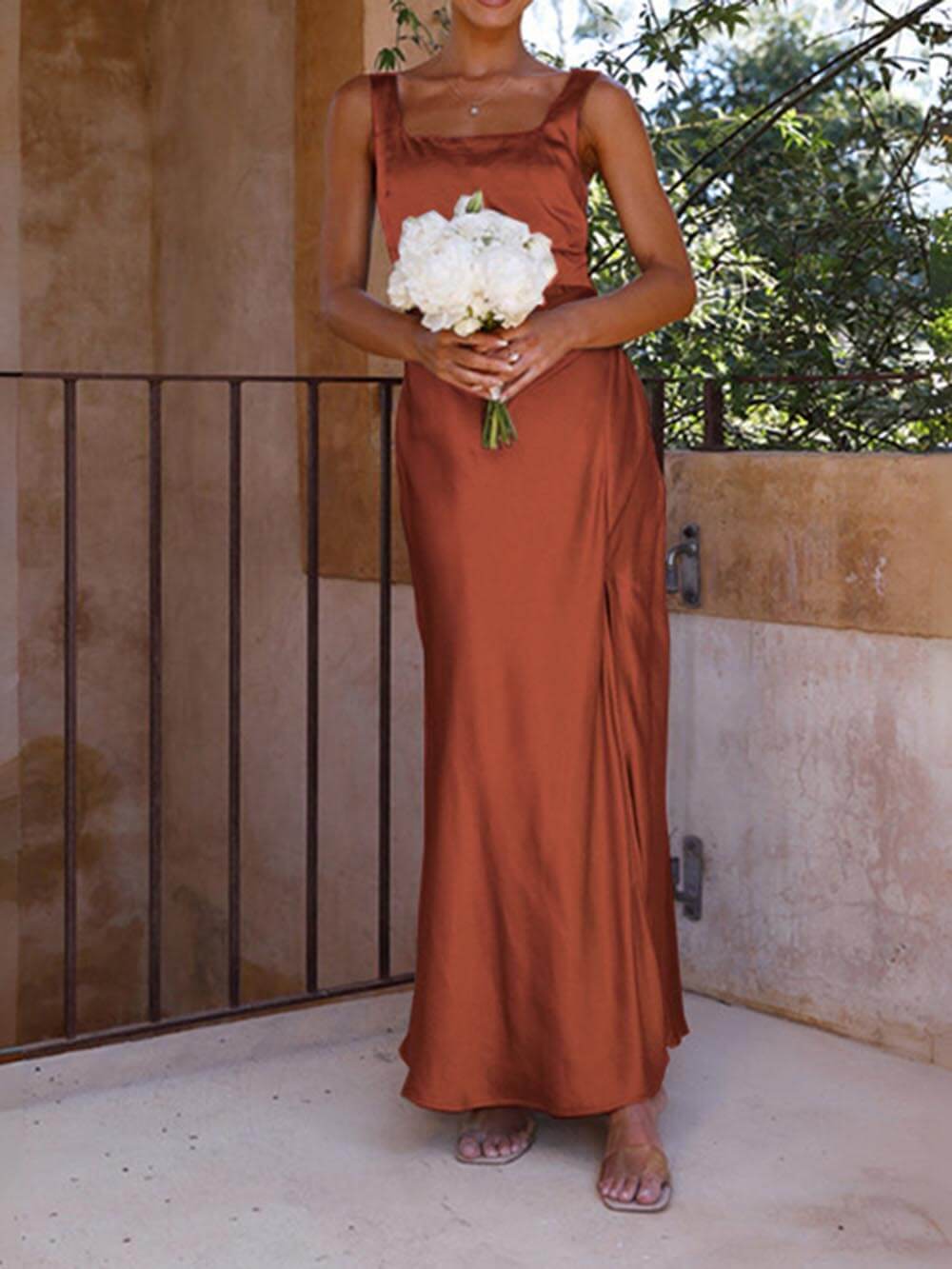 Summer Halter Satin Bridesmaid Prom Midi Dresses