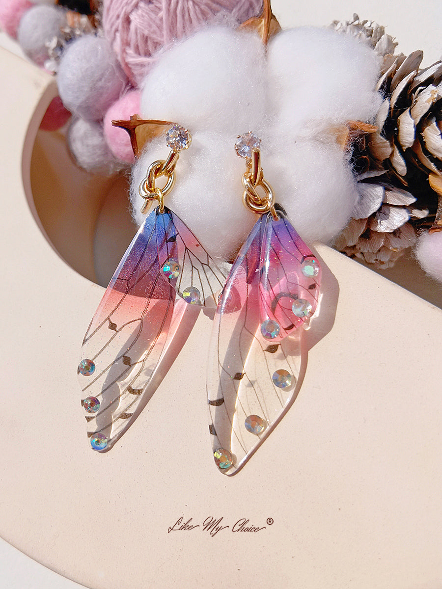 Butterfly Wing Asymmetrical Earring Crystal Diamond Earring