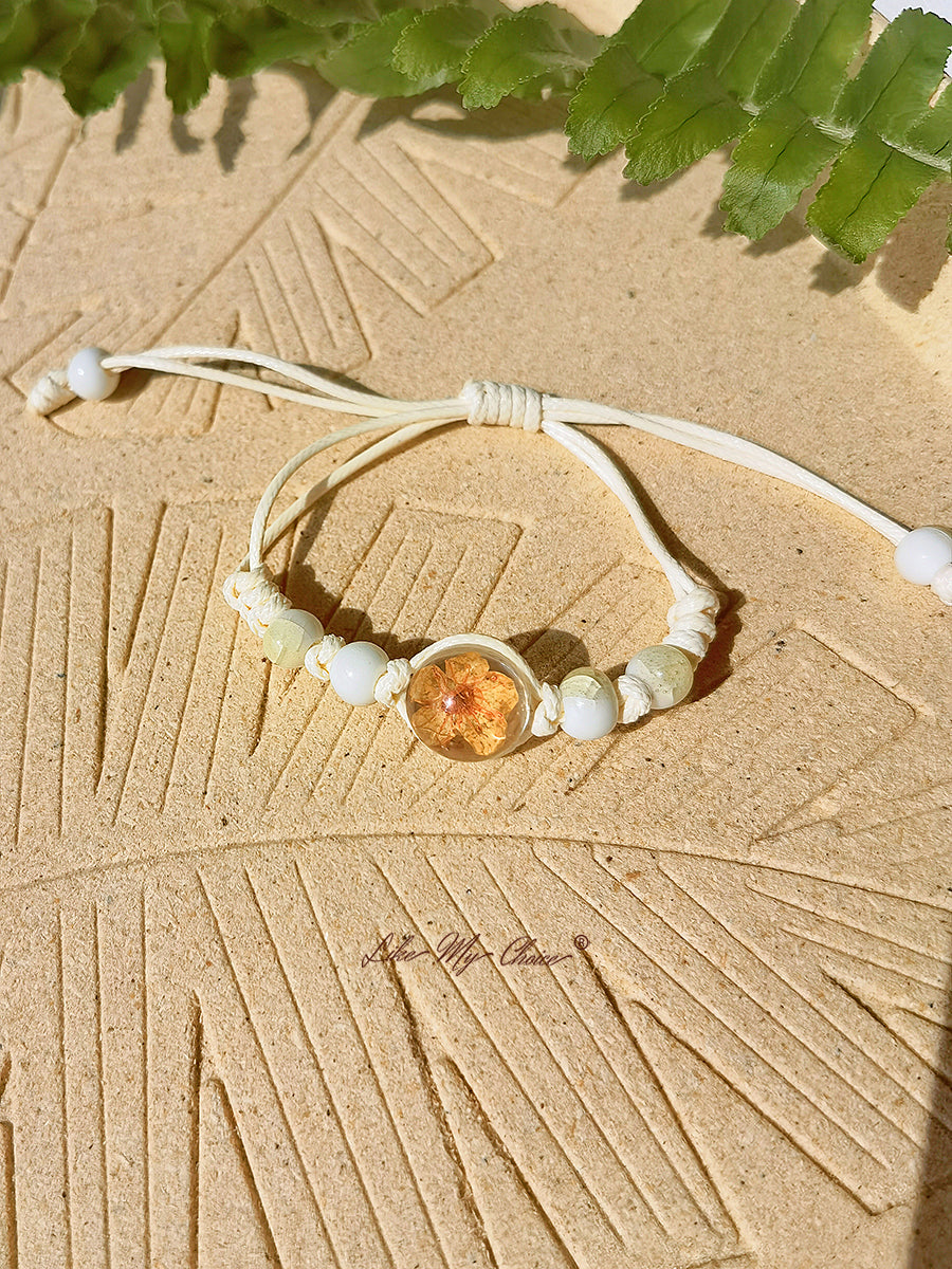 Cherry Blossom Time Stone Ceramic Braided Bracelet