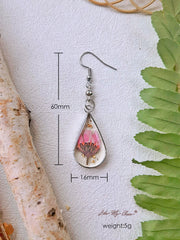 Pink Daisy Gold Foil Drop Earrings