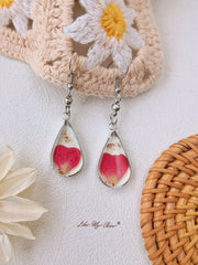 Rose Petal Gold Leaf Drop Earrings