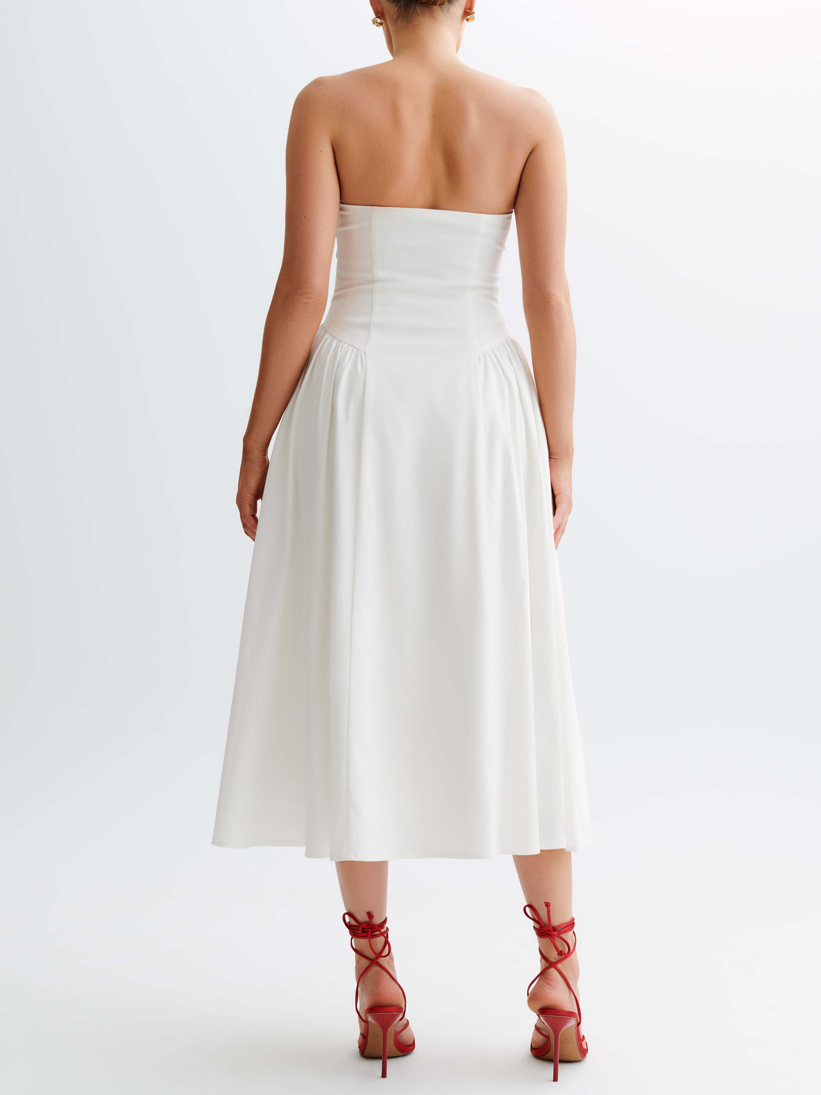 Tube Top Pleated Midi Dress