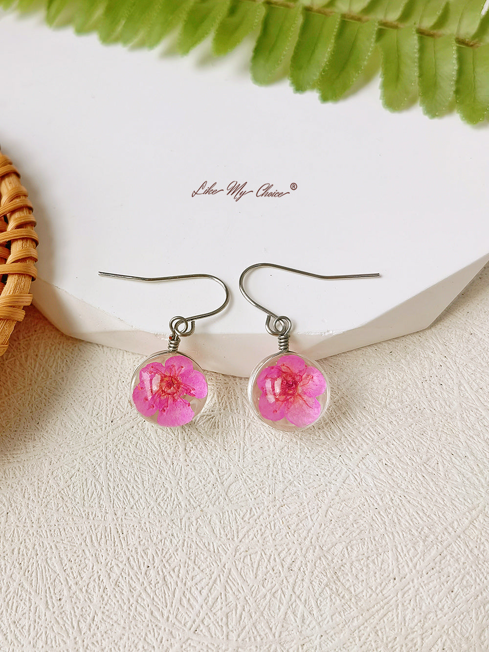 Cherry Blossom Earring Glass Ball Floral Nature Dangl