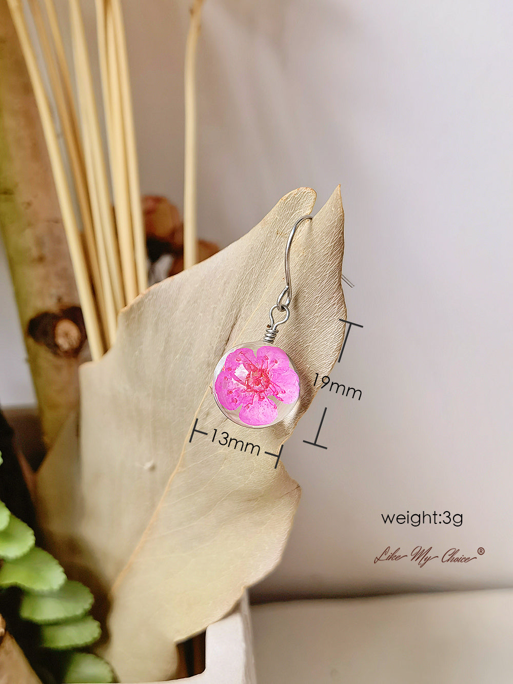 Cherry Blossom Earring Glass Ball Floral Nature Dangl