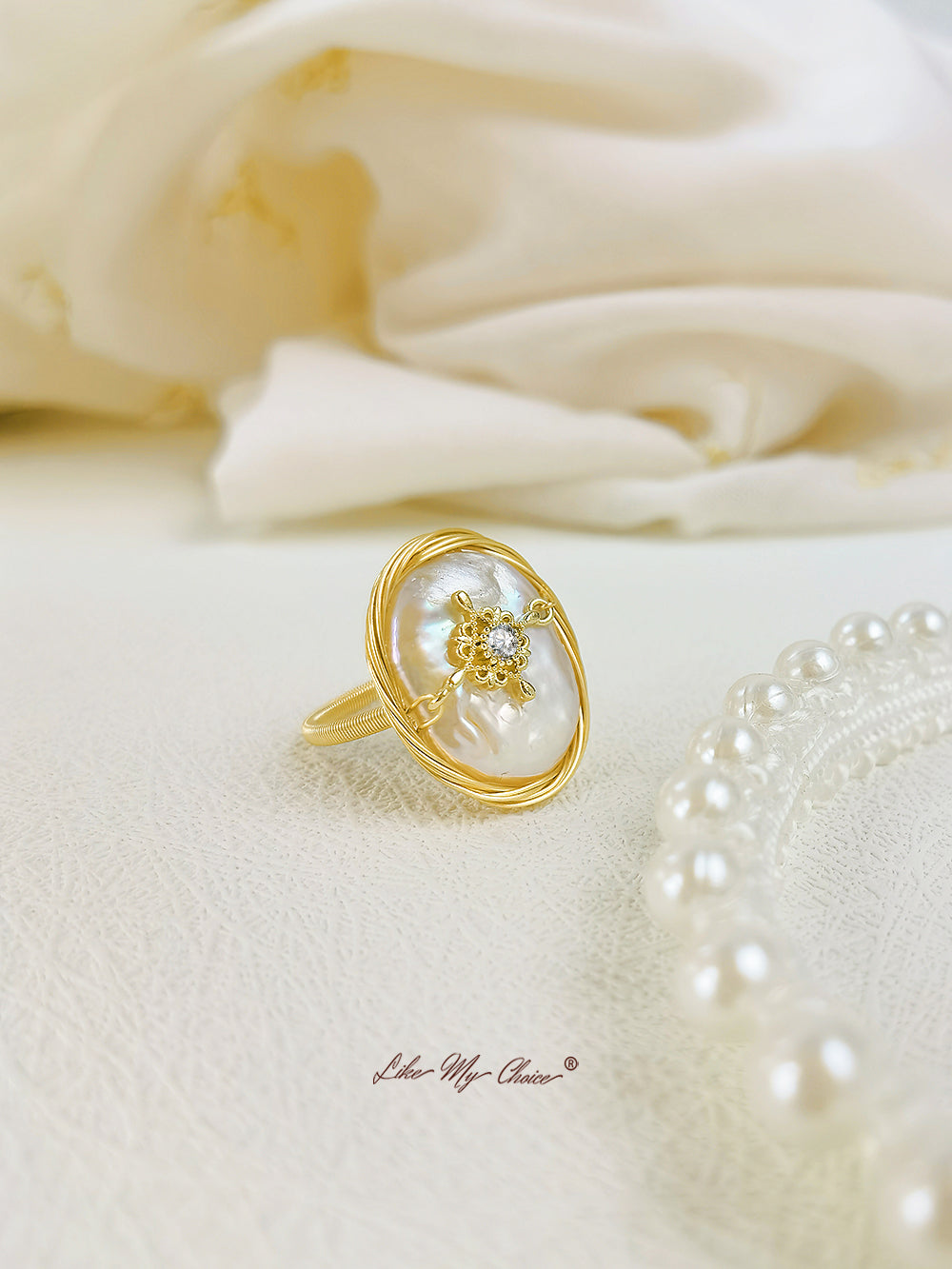 Gold-plated Baroque Pearl Ring