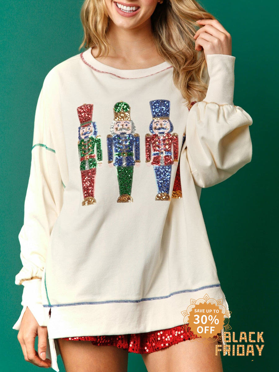 Sequin Nutcracker French Terry Sweatshirt