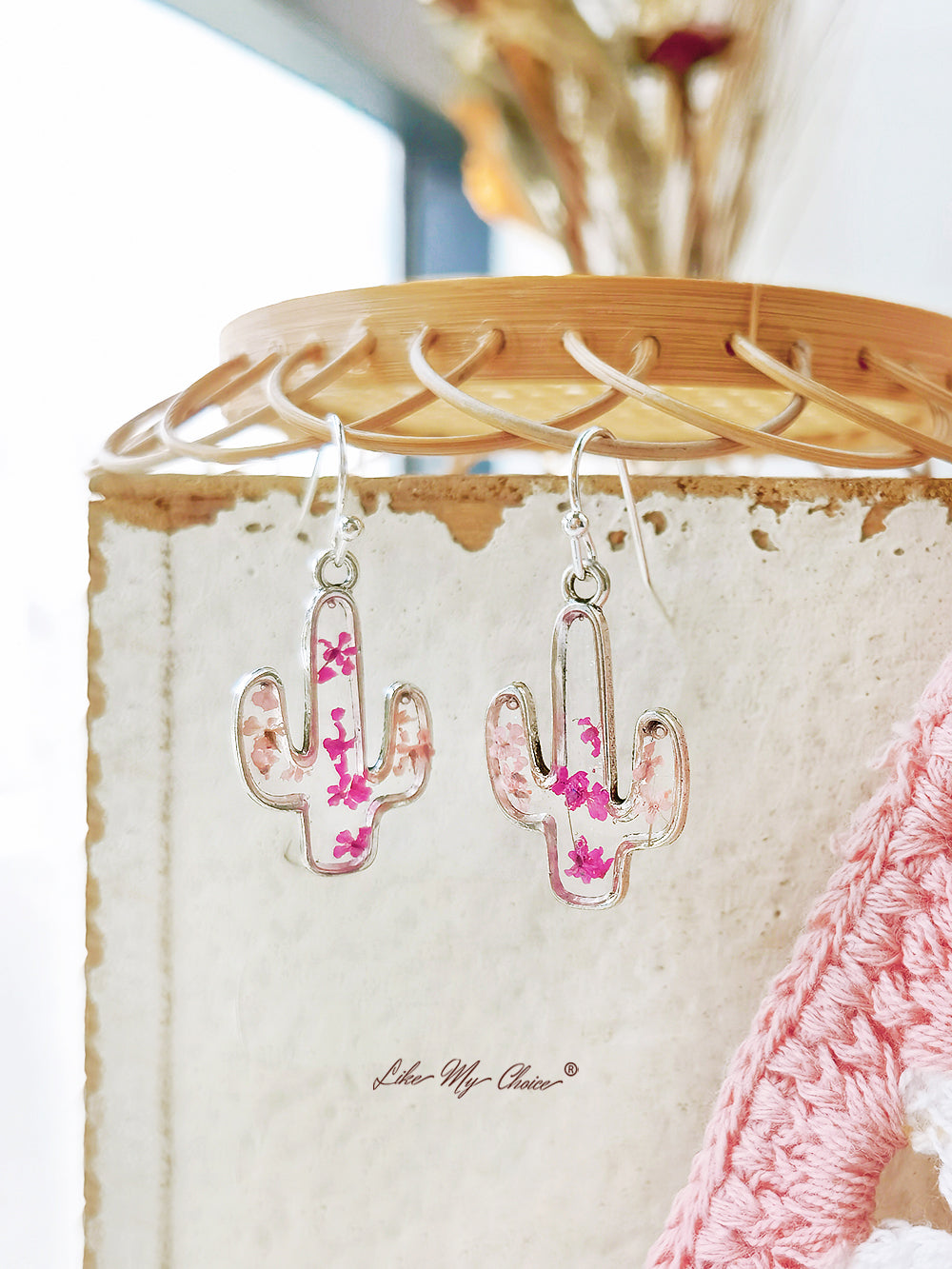 Lace Cactus Dried Flower Earrings