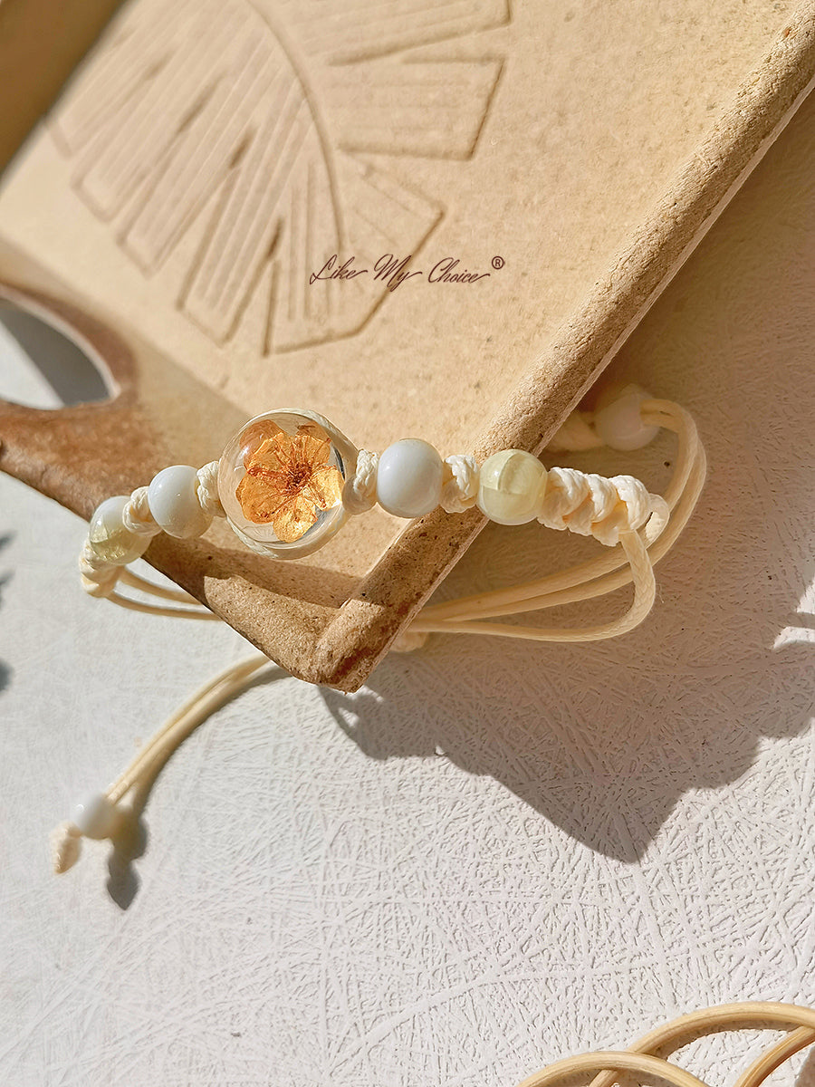 Cherry Blossom Time Stone Ceramic Braided Bracelet