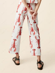 Lobster Print Straight Pants