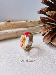 Gypsophila Magic Forest Wood Resin Ring