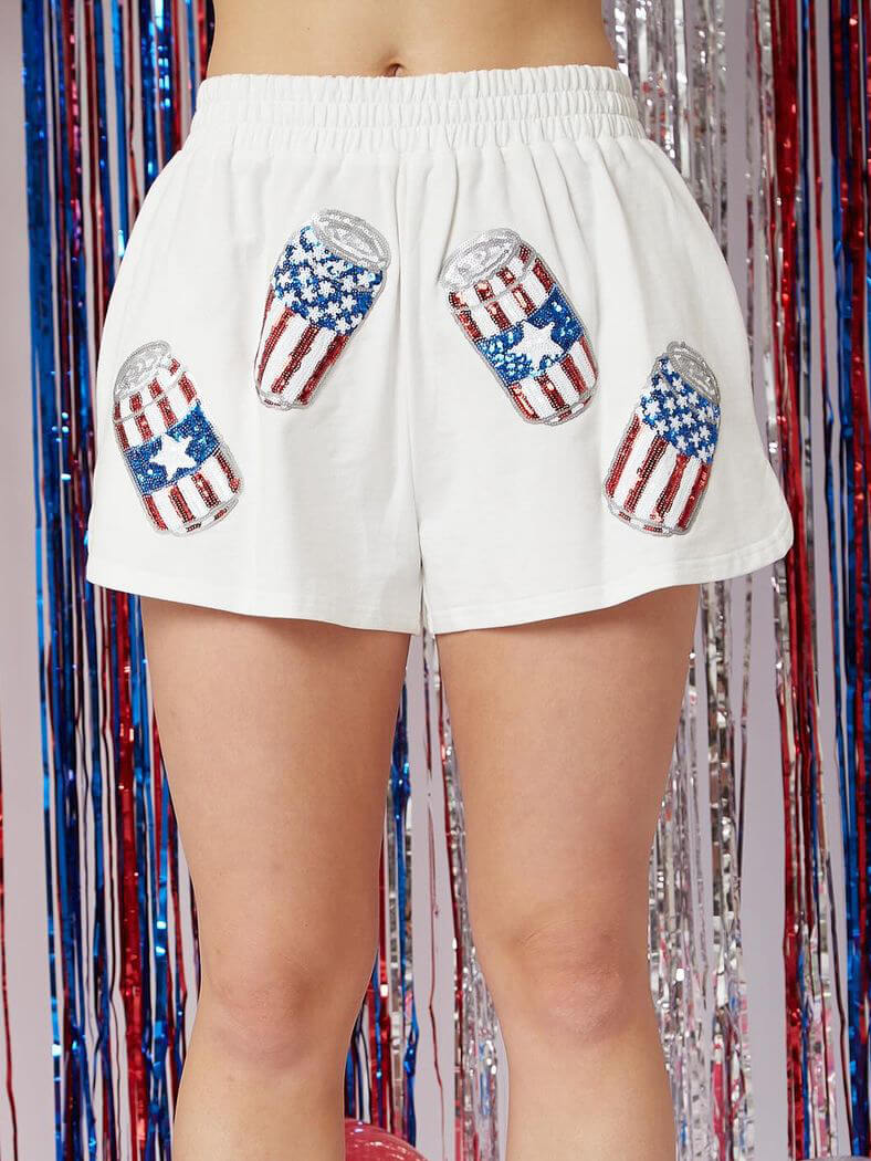 Independence Day Sequin Shorts Loose Casual Two-Pieceset