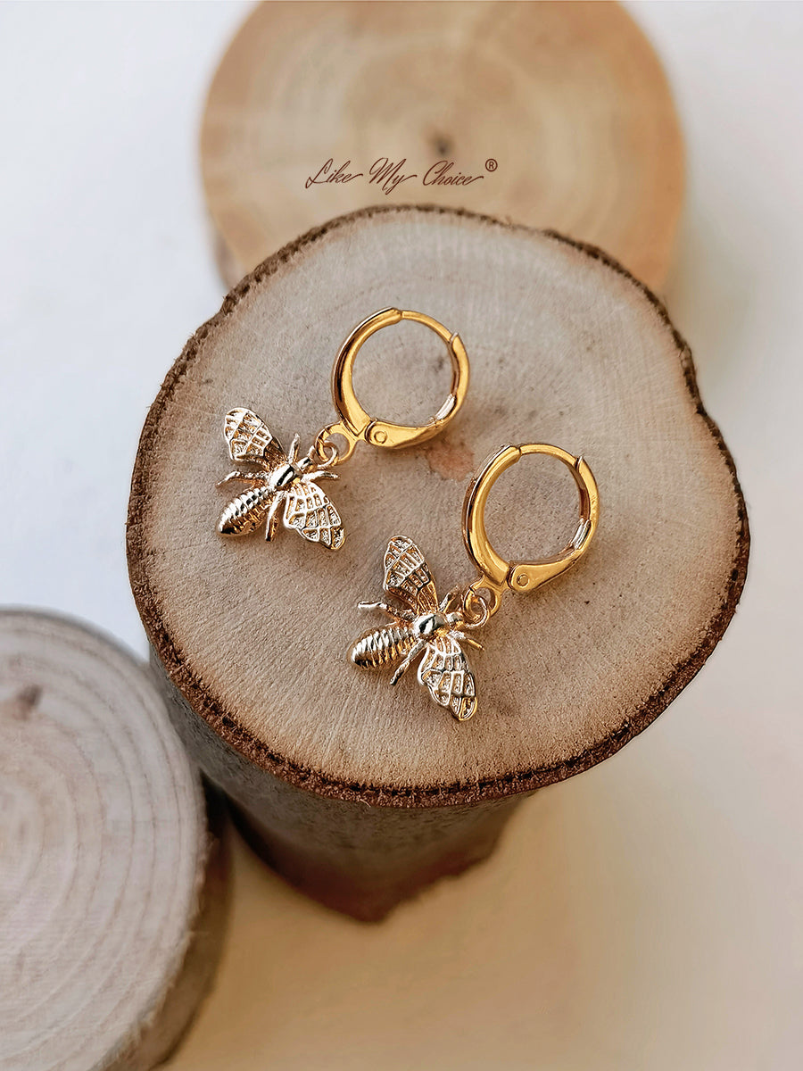 Bee Hoop Earrings