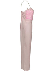 Feather Bandeau Belt Jumpsuit - Pink