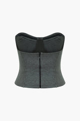 Zipper Strapless Corset Top