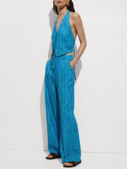 Striped Printed Open Back Waistcoat