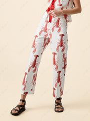 Lobster Print Straight Pants