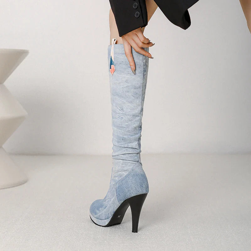 Beneto Denim Zipper Boots