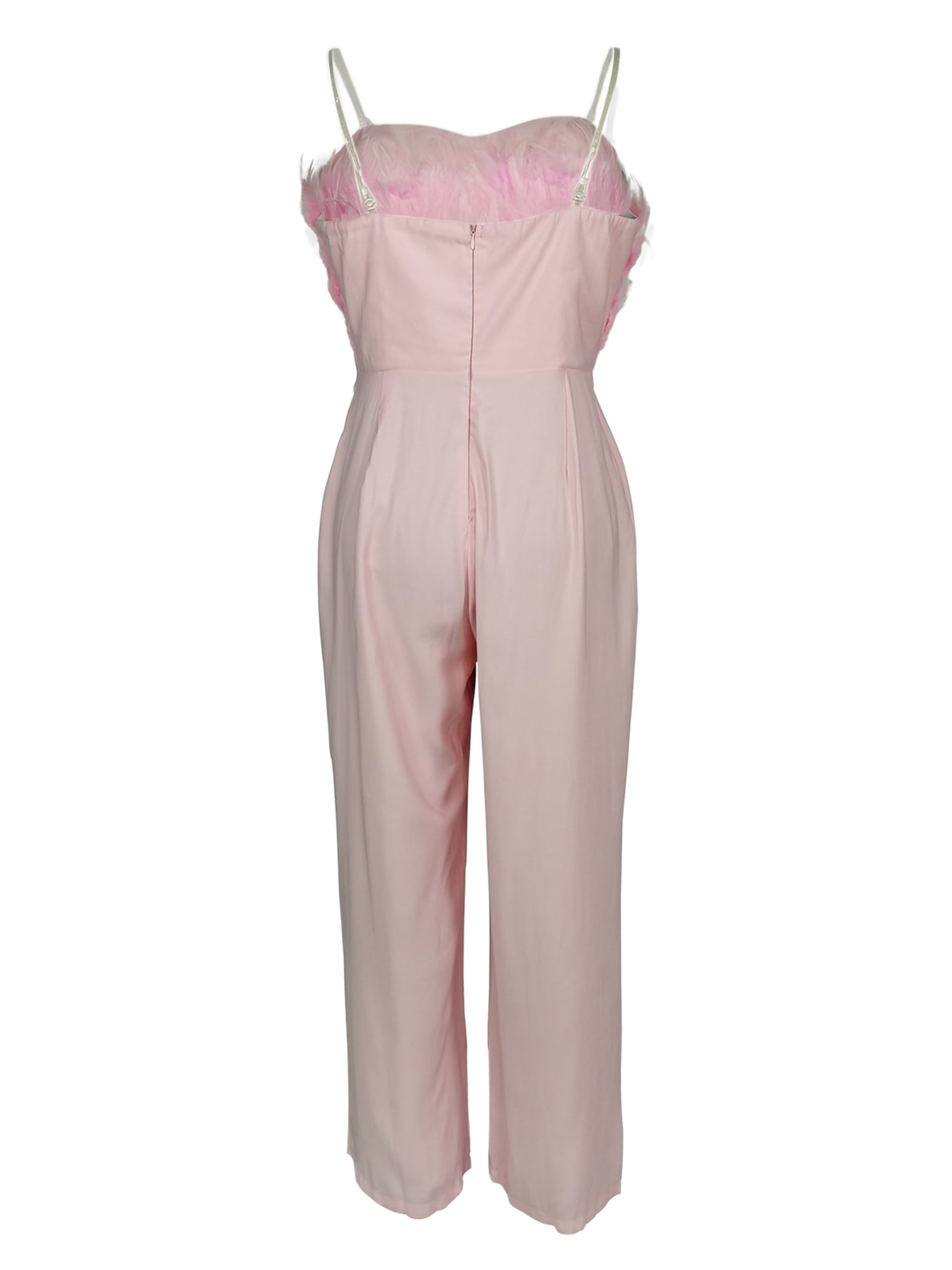 Feather Bandeau Belt Jumpsuit - Pink