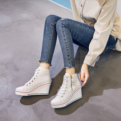 Step It Up Faux Leather Wedge Sneakers