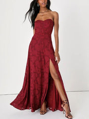 Evening Gown Strapless Slim Fit Slit Maxi Dress