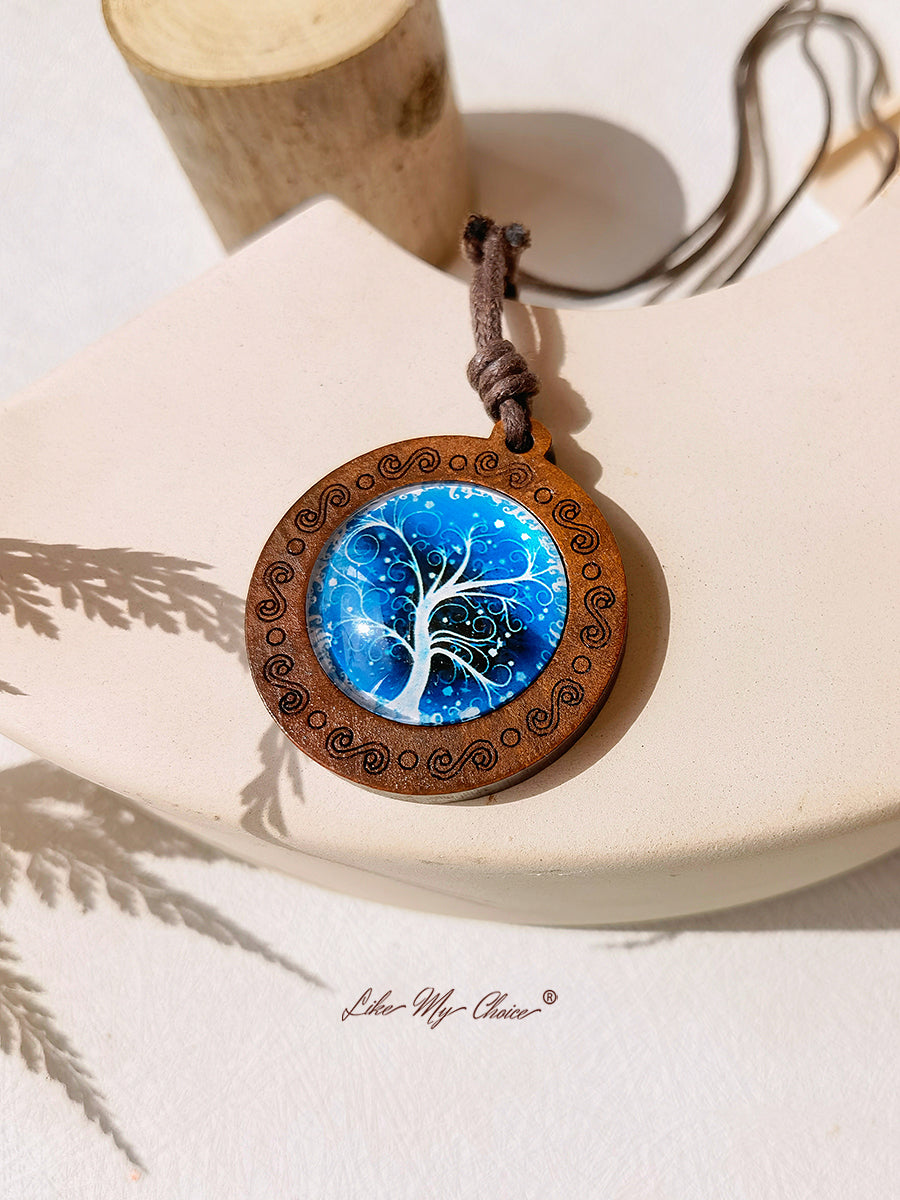 LikeMyChoice? Tree of Life Art Glass Tile Pendant Necklace