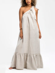 Casual Loose Shoulder Asymmetrical Long Dress