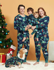 Christmas Dinosaur Patterned Family Matching Pajamas Sets (with Pet Dog Clothes)