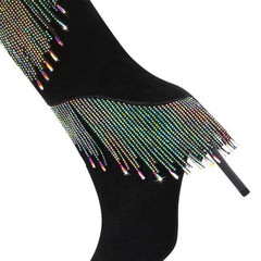 The Dallas Rhinestone Tassel Knee-High Boots