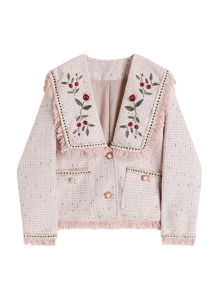 The Cherry Long Sleeve Embroidered Cardigan