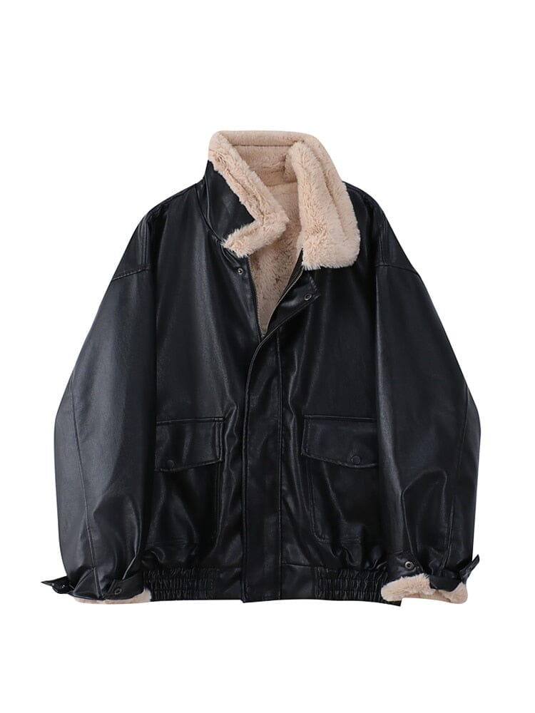 The Carla Faux Leather Oversized Winter Moto Jacket - Multiple Colors