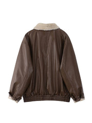 The Carla Faux Leather Oversized Winter Moto Jacket - Multiple Colors