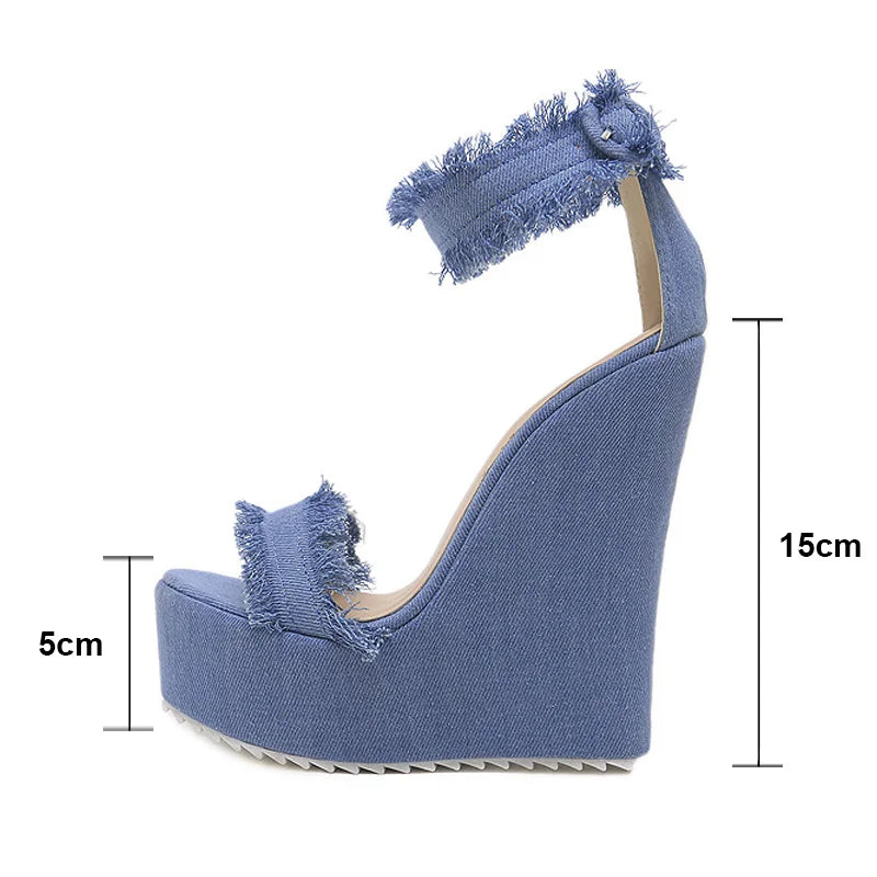 Sabrina Denim High Sandals