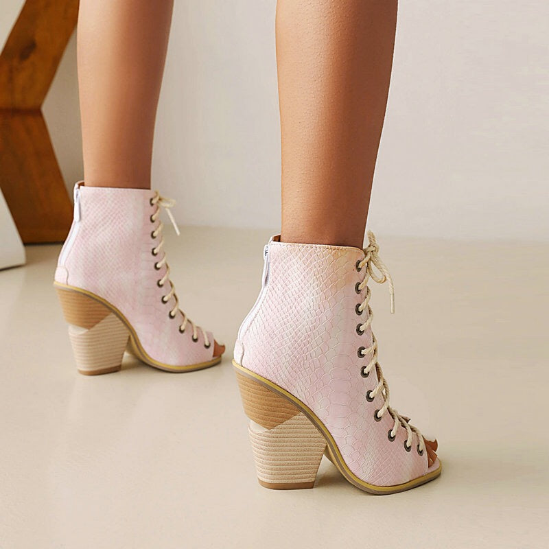 No Strings Lace Up Booties