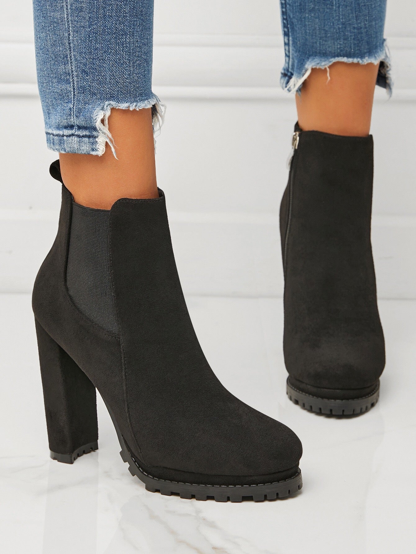 Platform Suede Lug Sole Booties